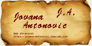 Jovana Antonović vizit kartica